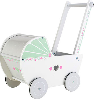 Ecotoys Doll Stroller Ξύλινo Καρότσι για Κούκλες made of Wood for 3+ Years Old