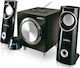 Audiocore AC790 Kabellose Computerlautsprecher 2.1 mit Bluetooth und Leistung 15W in Schwarz Farbe