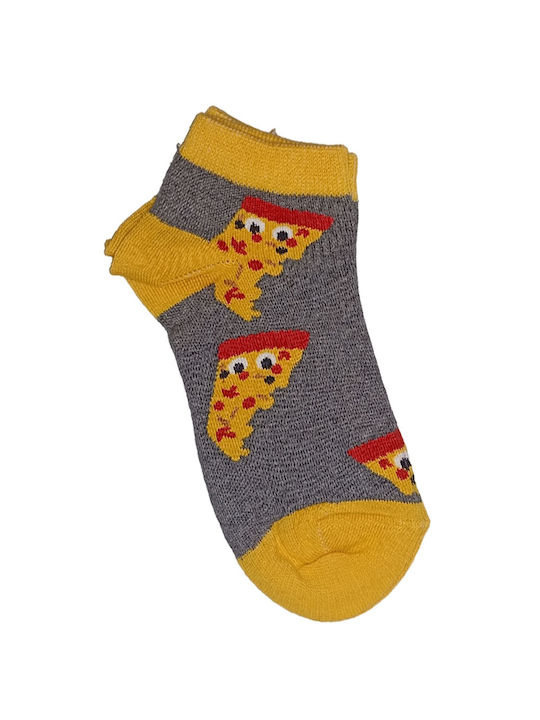 1200-11 CALZEMANIA WOMEN'S SOCKS SOCK PIZZA YELLOW