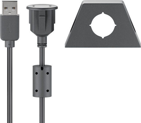 Ampire USB 2.0 Cablu USB-A - USB-A female Negru 0.6m XUB060