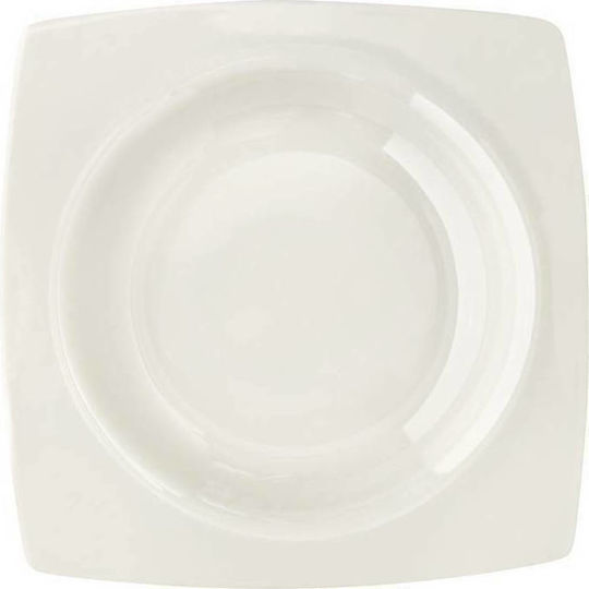 Cryspo Trio Quadro Plate Soup Square made of Porcelain Off White 23x23cm