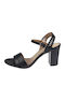 Envie Shoes Catifea Sandale dama cu Gros Toc Inalt in Culorea Negru