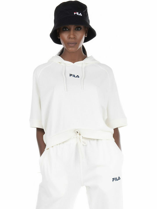 Genoveffa Cropped Women's Sweatshirt Hooded White