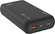 Tracer Power Bank 20000mAh με Θύρα USB-A και Θύρα USB-C Quick Charge 3.0 Μαύρο
