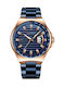Curren Men's Watch 45mm Battery with Blue Metal Bracelet