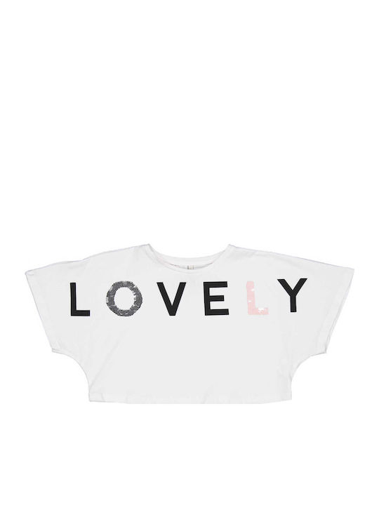 Παιδικό Crop Top Κοντομάνικο Λευκό Lovely