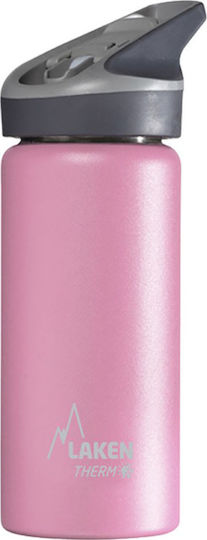 Laken Jannu-Verschluss Recycelbar Flasche Thermosflasche Rostfreier Stahl BPA Frei 500ml Rosa mit Mundstück
