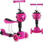 Kids Scooter Foldable Ladybug 3-Wheel with Seat Fuchsia