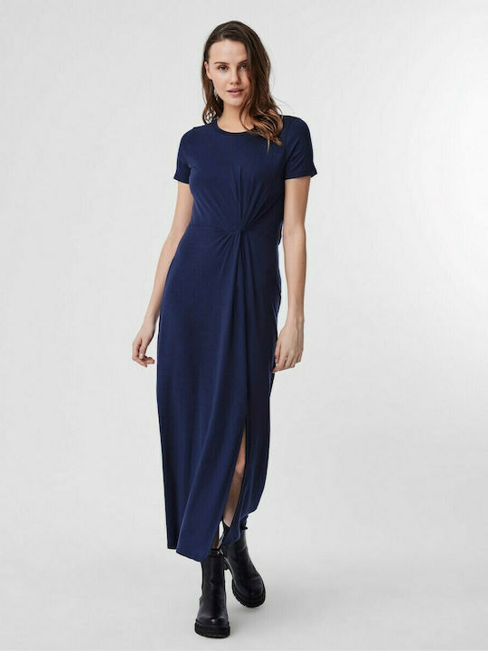 Vero Moda Maxi Καλοκαιρινό All Day Φόρεμα Tencel Navy Blue