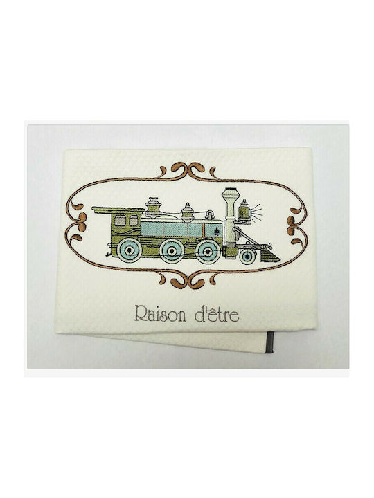 Raison D' Etre Blanket Nursery Swaddling Blankets Choo Choo Train Waffle White 80x90cm