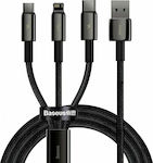 Baseus Tungsten Gold Geflochten USB zu Blitzschlag / Typ-C / Micro-USB Kabel 3.5A Schwarz 1.5m (CAMLTWJ-01)