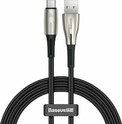 Baseus Water Drop Braided / LED USB 2.0 Cable USB-C male - USB-A male 66W Black 1m (CATSD-M01)