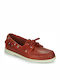 Men's Leather Boat Shoes Red