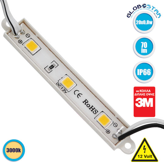 GloboStar LED Module 12V 0.8W Θερμό Λευκό 20τμχ 73702