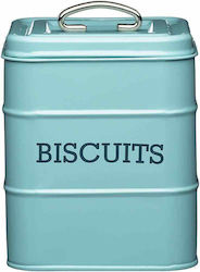 Kitchen Craft Metallic Cookie Jar Blue Nostalgia 14.5x14.5x19cm