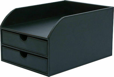 Osco Leather Desktop Drawer 2 Number of Spit 24.8x34x18.5cm Black