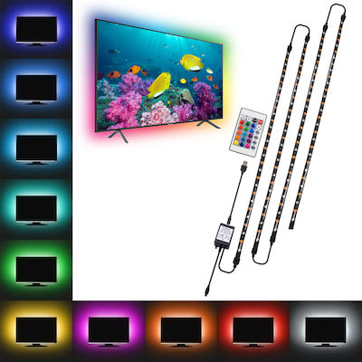GloboStar Wasserdicht LED Streifen Versorgung USB (5V) RGB Länge 4x50cm mit Fernbedienung SMD5050