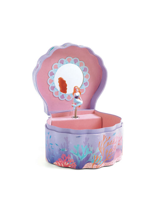 Djeco Kids Jewelry Box Mermaid Made of Lilac Wood