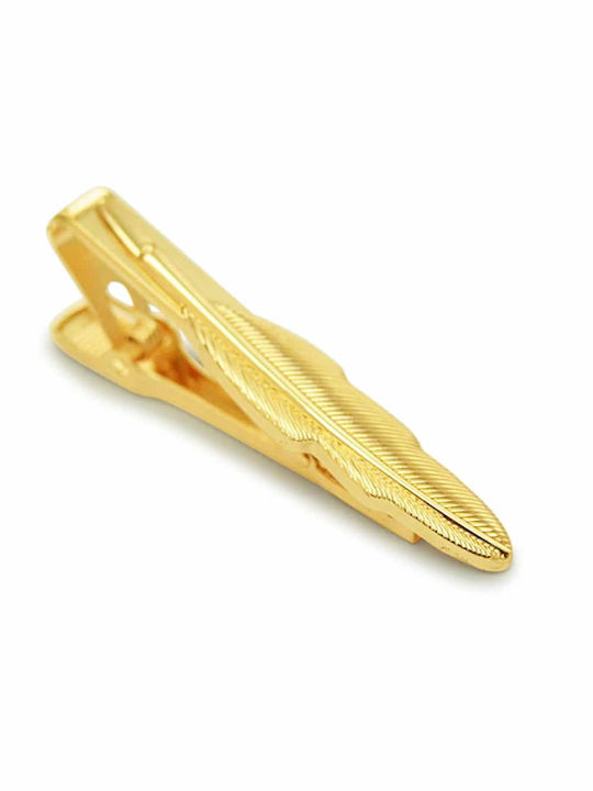 Gold Tie Clip Gold Feather