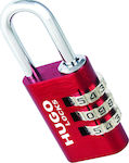 Hugo Locks PA30 Aluminum Padlock Brass Combination Red 30mm 1pcs