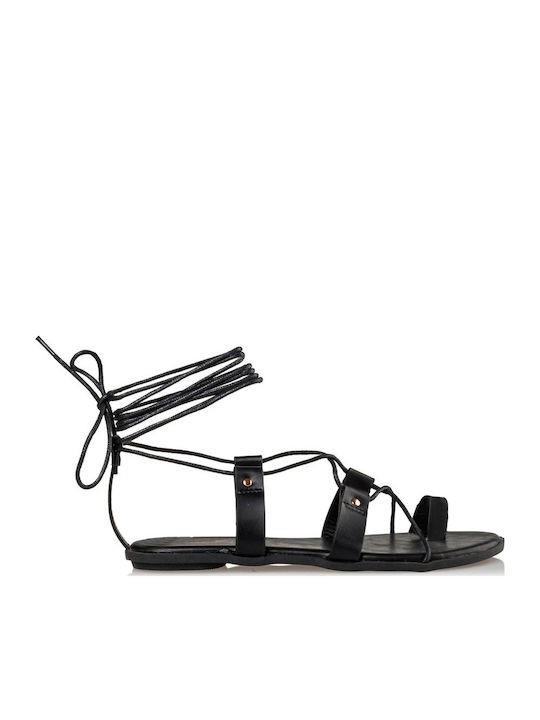 Envie Shoes Δερμάτινα Γυναικεία Σανδάλια με Λουράκι σε Μαύρο Χρώμα
