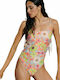 Blu4u Floral Slim Strap Padded Swimsuit Orange