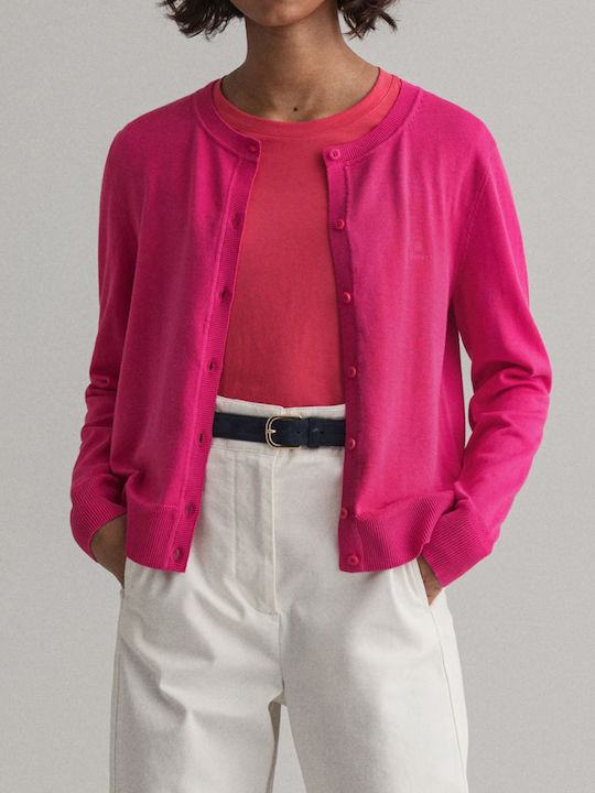 Gant Κοντή Γυναικεία Ζακέτα με Κουμπιά σε Φούξια Χρώμα