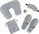 Herschel Cotton made Travel Set Mask, Pillow, Slippers and Earplugs with Carrying Case 15.24x15.24cm Gray