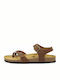 Leather Women's Flat Sandals Anatomic with Strap Apure Roble