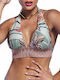 Bikini Dreieck D Cup Blumen Türkis