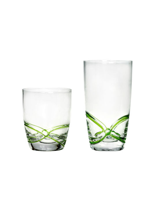 Cryspo Trio Set de Pahare pentru apa din Sticlă în Culoare Verde 455ml 6buc