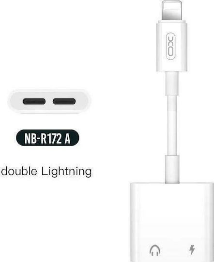 XO NBR172A Lightning Converter Male To Lightning 2x Female White 1 Piece