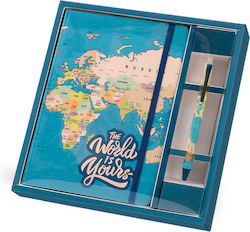 Total Geschenk Blau Karten mit Notizbuch und Stift