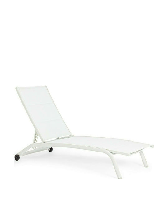 Deckchair Aluminum Cleopas with Wheels White 192x96x30cm.