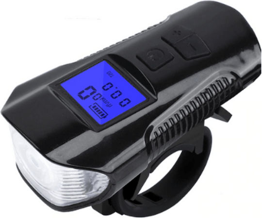 Blow FY-317 Wiederaufladbar Vorderseite Fahrradlicht Wasserdicht mit Hupe Schwarz