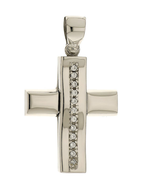 Q-Jewellery Damen Weißgold Kreuz 14K