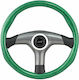 SWM Wooden Three Spoke Car Steering Wheel with 36cm Diameter Black/Green
