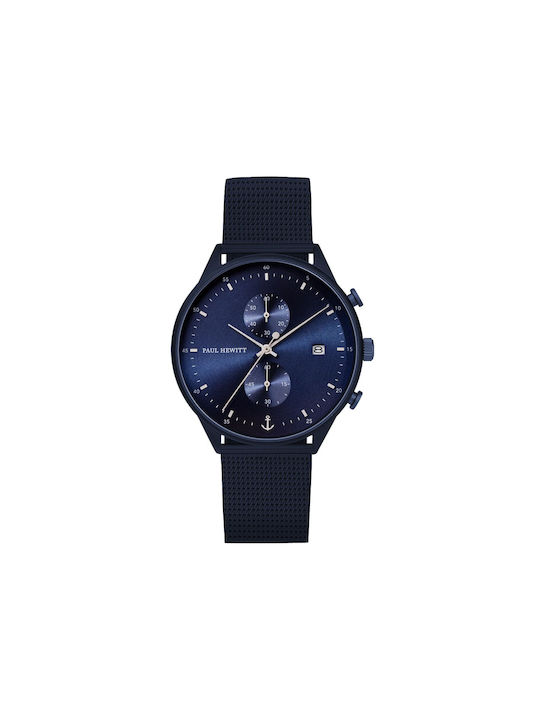 Paul Hewitt Line Uhr Chronograph Batterie mit Blau Metallarmband