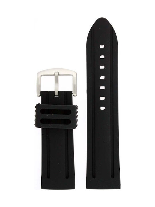 Silicone strap with stripes black 28mm