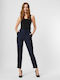 Vero Moda Women's High-waisted Fabric Trousers with Elastic in Loose Fit Navy Blue