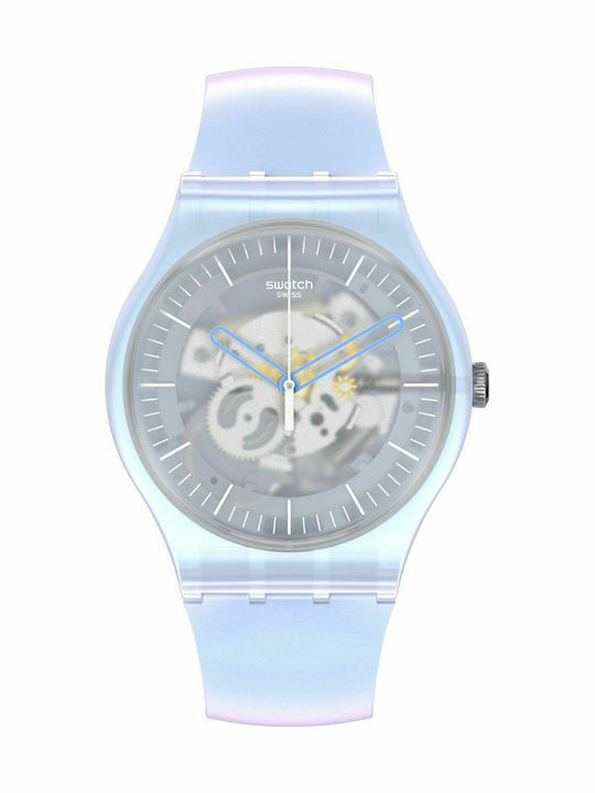 Swatch Flowerscreen Γυναικείο Ρολόι 41mm Μπαταρίας με Μπλε Καουτσούκ Λουράκι