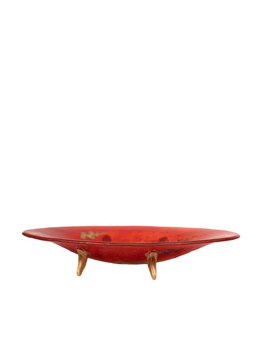 Fruit Bowl Glass Red 31x31cm