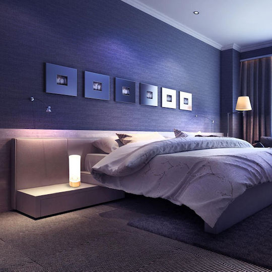 Grundig Ξύλινο Πορτατίφ για Ντουί E27 LED με Λευκό Καπέλο και Καφέ Βάση