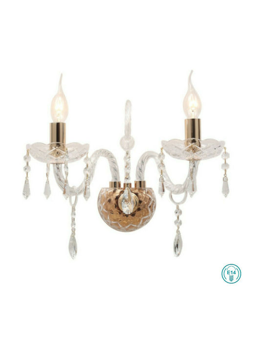 Fan Europe Monalisa-AP2 Vintage Lamp Wall with Socket E14 Honey 40x18cm