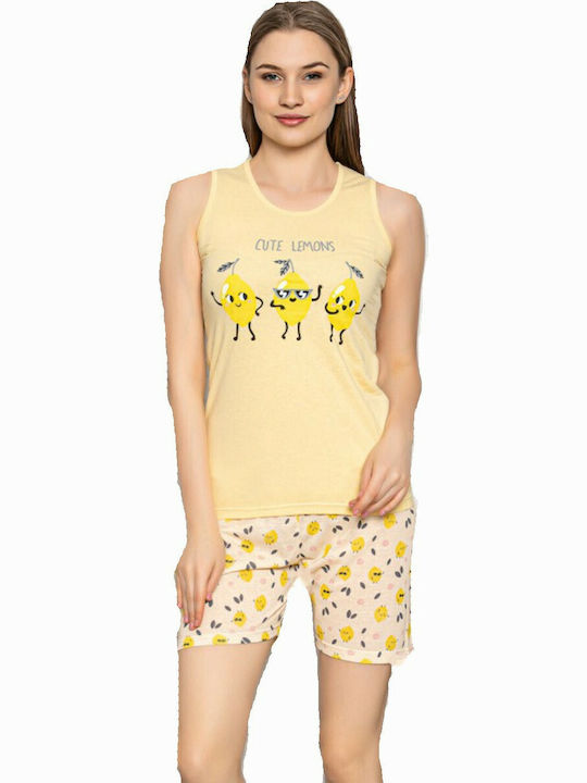 Fawn Set Pijamale pentru Femei Galben 5608