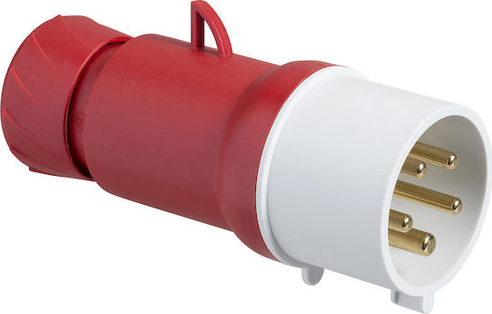 Schneider Electric PratiKa Мъжки индустриален щепсел Индустриална щепселна мъжка букса 5P 32A IP44 Червена PKE32M435