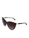 Swarovski Women's Sunglasses with Burgundy Plastic Frame and Black Gradient Lens SW117 69F