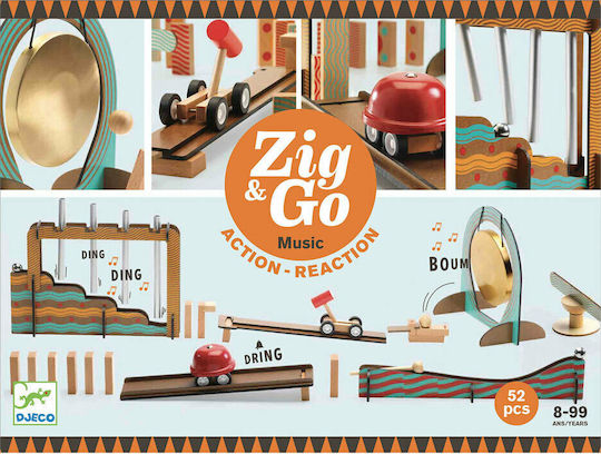Djeco Wooden Construction Toy Zig & Go Music Domino-Toboggan for Children 8+ years old+ Years