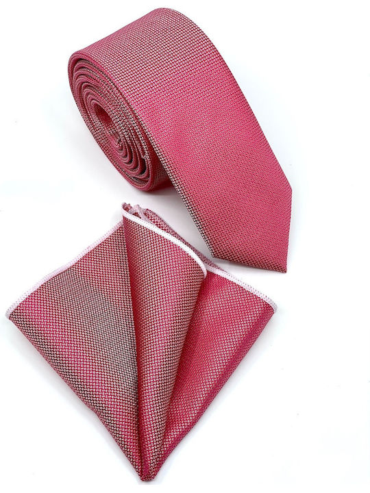 Legend Accessories Σετ Ανδρικης Γραβάτας Συνθετική Μονόχρωμη σε Ροζ Χρώμα