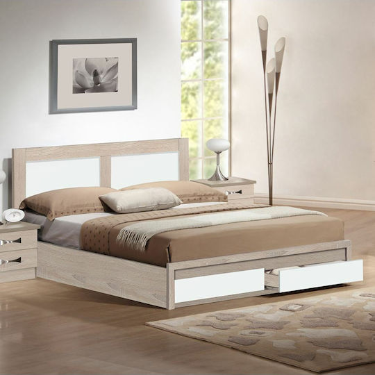 Capri Bed Double Wooden White for Mattress 150x200cm
